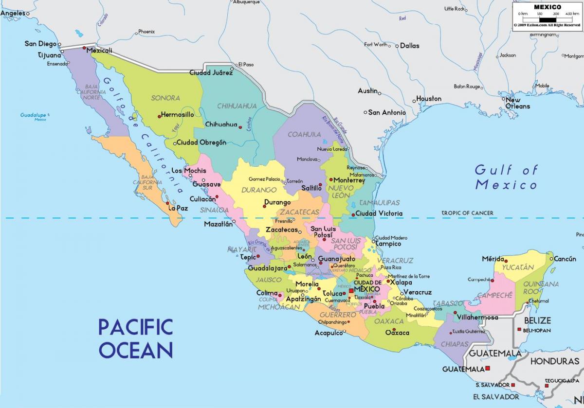 peta Kota Meksiko negara