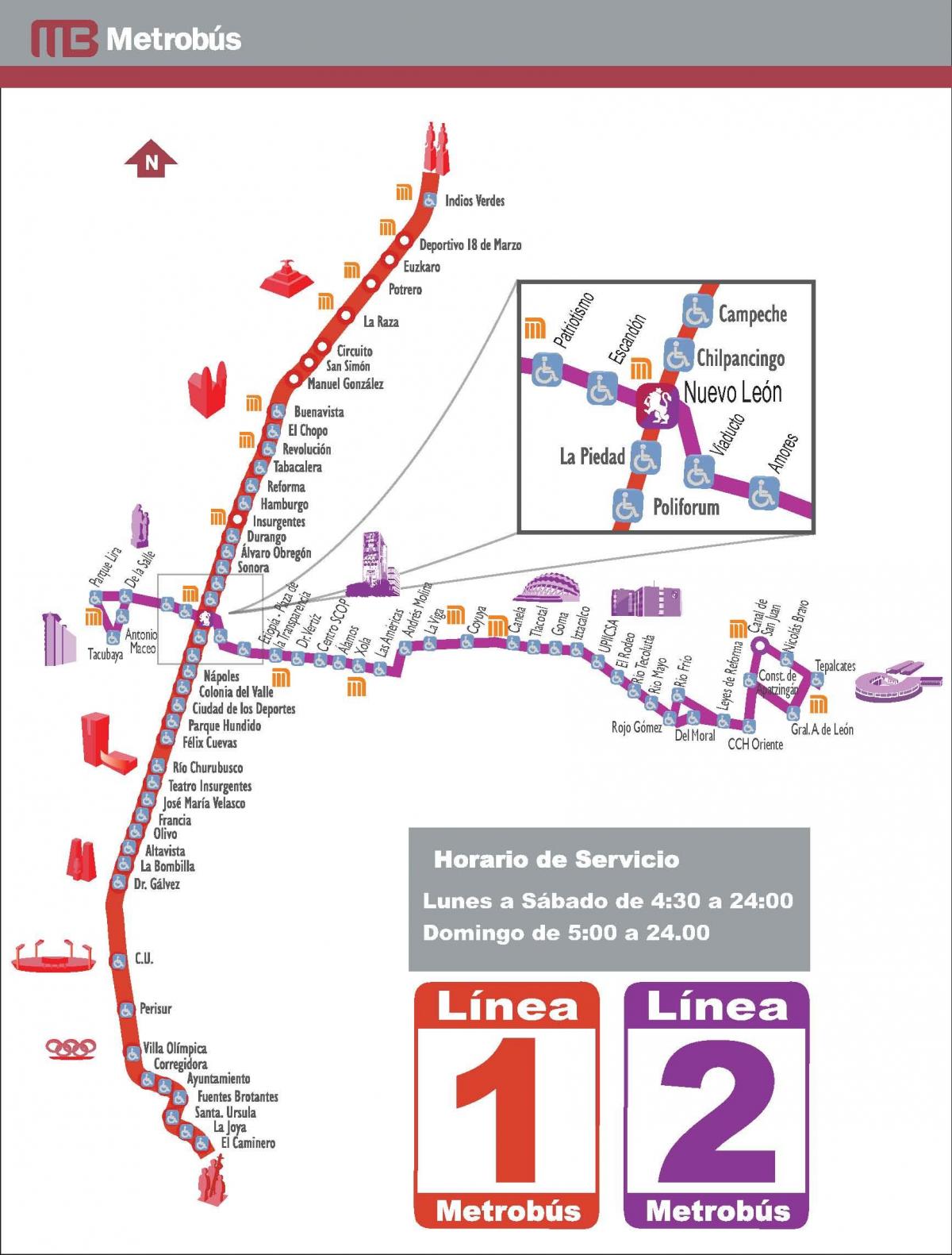 peta dari metrobus Mexico City