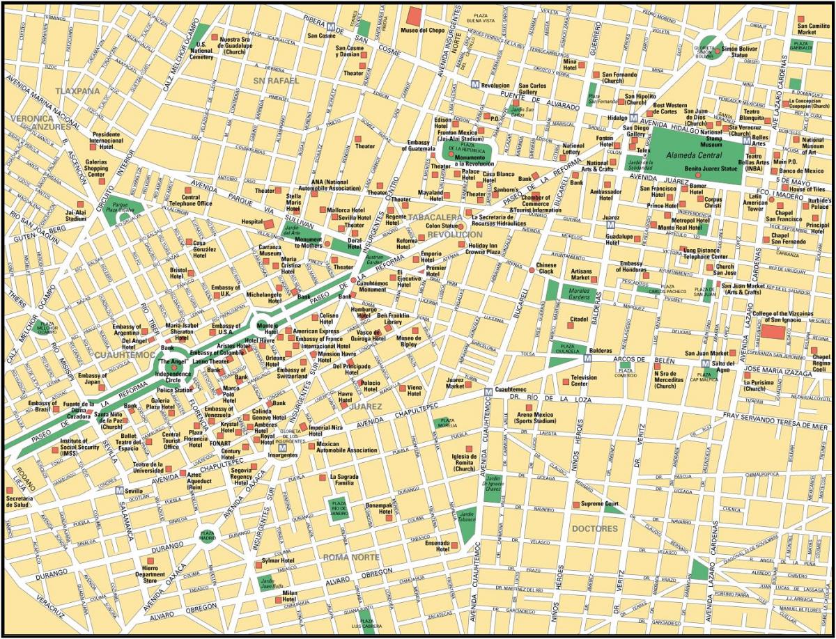 peta dari Mexico City sightseeing