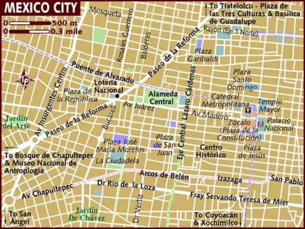 centro histórico, Mexico City map